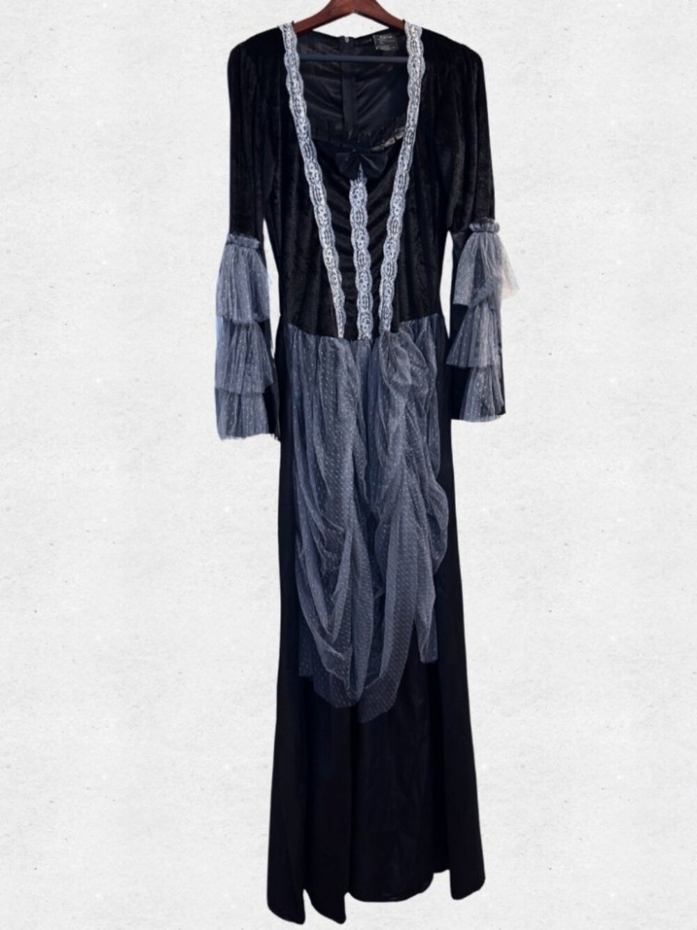 Leg Avenue Victorian Ball Gown Costume Black Gray Dress Large Goth Evil Queen